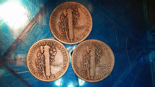 1918 P , D, S (3 Mercury Dimes)
