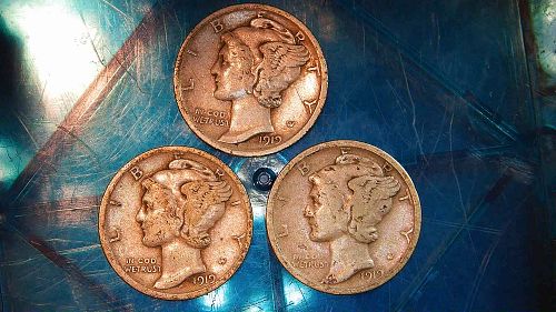 1919 P, D, S (3 Mercury Dimes)