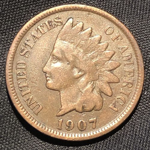1907-P Indian Head Cent Small Cent Coin - F (Fine) condition