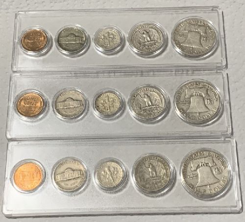 1957-D  1958-D  1959-D   Cent to Half Sets (3Sets) Silver Coins