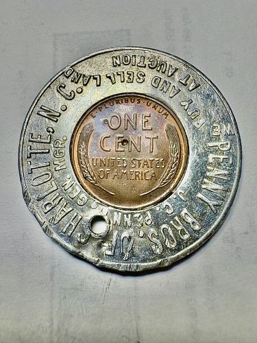 1946-P Wheat Cent In Token Keep Me And Never Go Broke Penny Brokers Charlotte