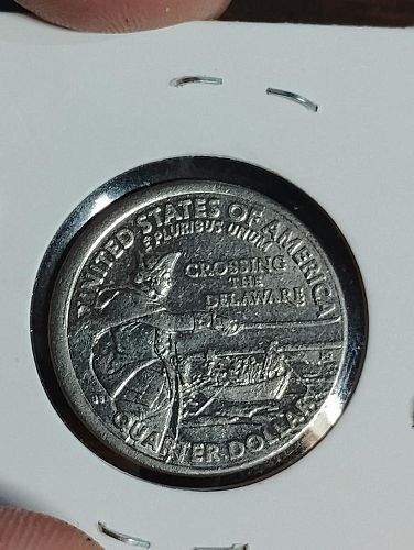 2021-D WASH.QUARTER AU-55  crossing delaware BROADSTRUCK AND OUT OF COLLAR ERROR COIN