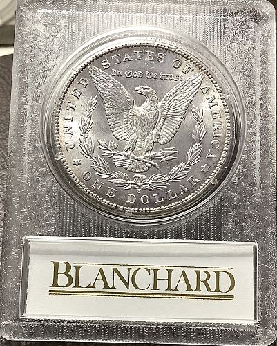 1899-S Morgan Silver Dollar Lustrous Choice BU Key Date in 1980s Blanchard Slab MS60+