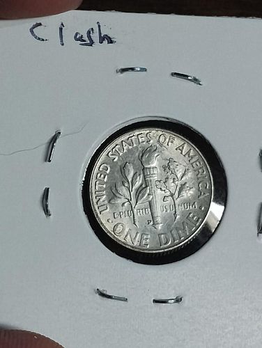 1958-d roosevelt dime  ms-62 die chip on eye lid,die crack on hair,clash on reverse