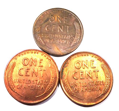 Lot / Set of (3) Lincoln Wheat Cents: 1941-P 1944-P 1945-P - Beautiful Set - #1