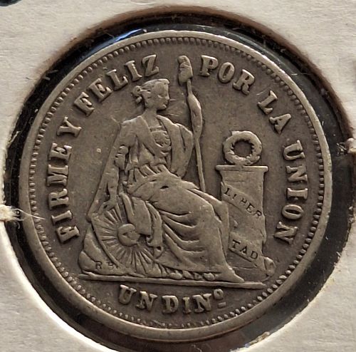 1870 Peru Silver Un Dinero