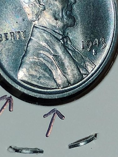 1943-S LINCOLN WHEAT CENT MS-652 DIE CRACKS ON OBVERSE,2 DIE CRACKS ON REVERSE