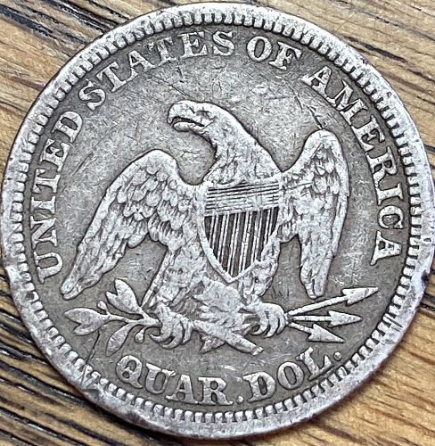 1861 seated liberty quarter in VERY FINE condition with eye appeal