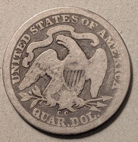 1876-CC Seated Liberty Quarter