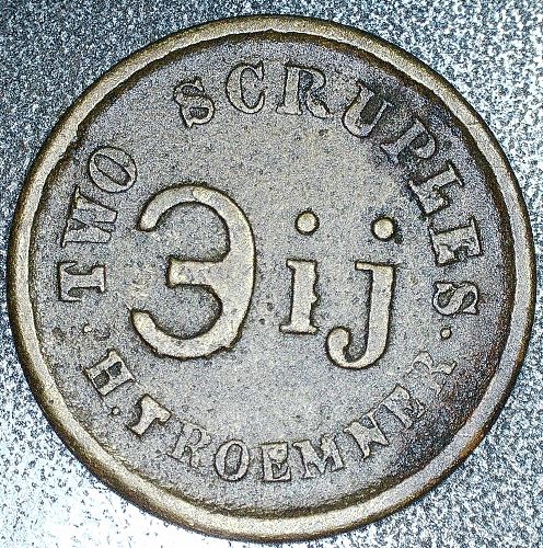 New York, NY Two Scruples H.T. Phila H. Troemner Token TC-665004 - For ...