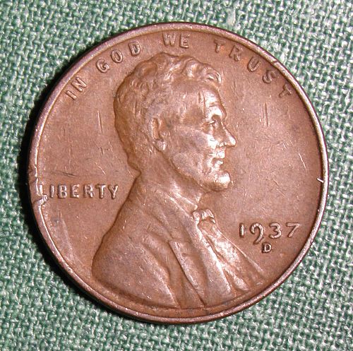 1937 D Wheat Back Lincoln Cent
