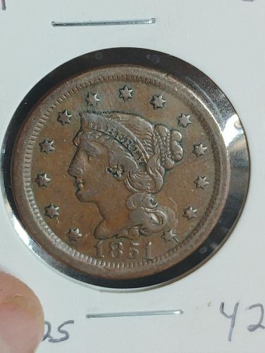 1851 LARGE CENT VF-25