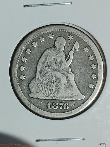 1876 SEATED LIBERTY QUARTER VG-10