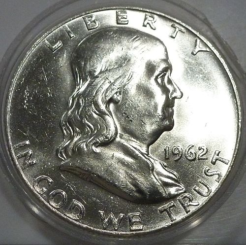 1962-D Gem Brilliant Uncirculated Franklin Half Dollar W-Full Bell Lines ( 65-V)