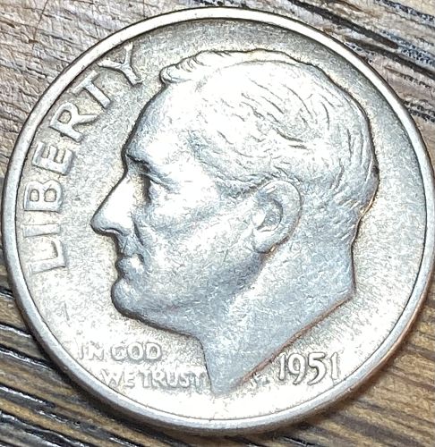 1951S Roosevelt dime in VERY FINE condition
