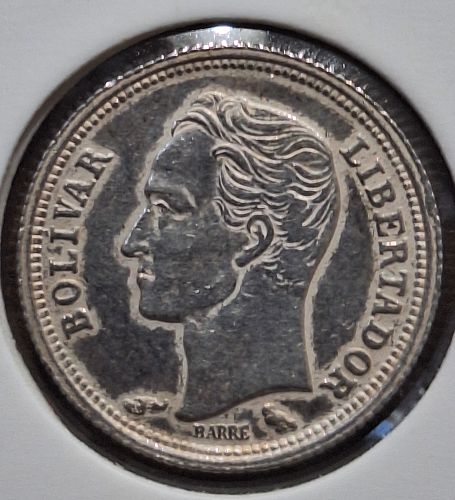 2-1960 Venezuela Silver Coins 1 Bolivar and 25 Centavoes