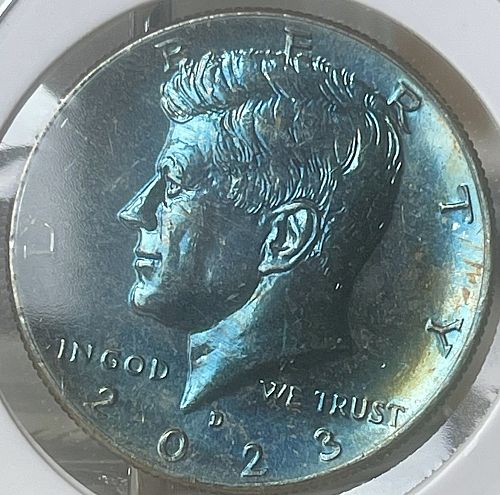 2023-D Colorfully Toned Kennedy Clad Half Dollar