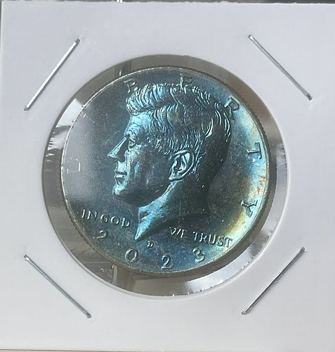 2023-D Colorfully Toned Kennedy Clad Half Dollar