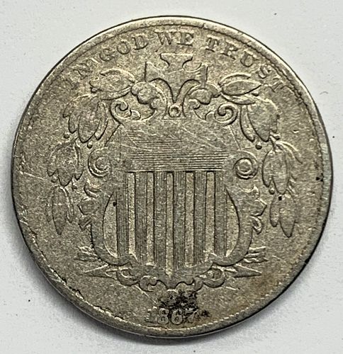 1867 P Shield Nickel: Type 2 - Without Rays