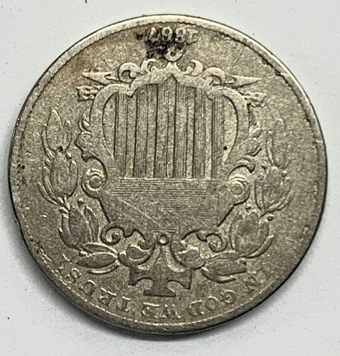 1867 P Shield Nickel: Type 2 - Without Rays