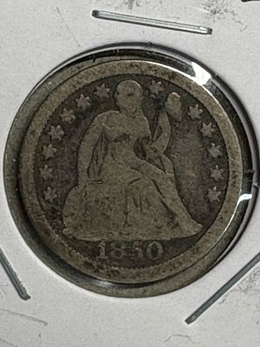 1850 Seated Liberty Half Dime VG