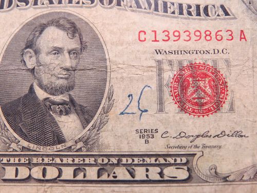 1953 B  $5 UNITED STATES NOTE - RED SEAL - LOTJ485