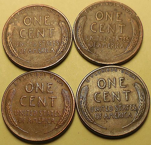 ✅4 Lincoln Wheat Cents 1952-D 1956-D 1957-D 1958-P✅