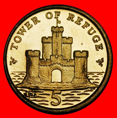Ⰿ GREAT BRITAIN (2004-2016): ISLE OF MAN★5 PENCE 2012AA TOWER ELIZABETH II (1953-2022