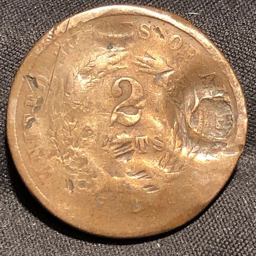 1864 P Two Cents: Large Motto - AG