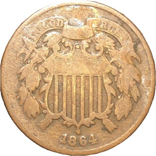 1864 P Two Cents: Large Motto - G