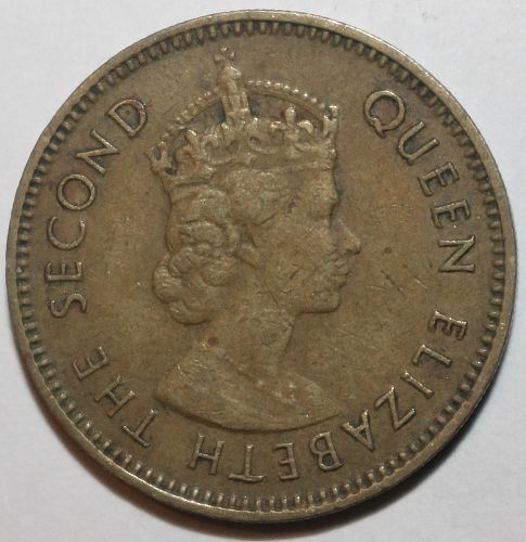 British HONG KONG 10 Cents Coin 1965 KM# 28.1 Britain UK Queen Elizabeth II Ten