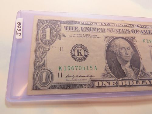 1969  $1 FEDERAL RESERVE NOTE - GREEN SEAL - LOT J608