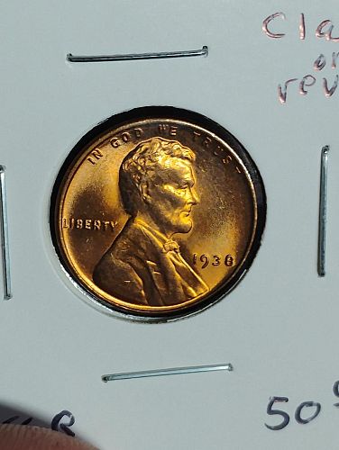 1938 LINCOLN WHEAT CENT MS-66 RED, CLASH ON REVERSE