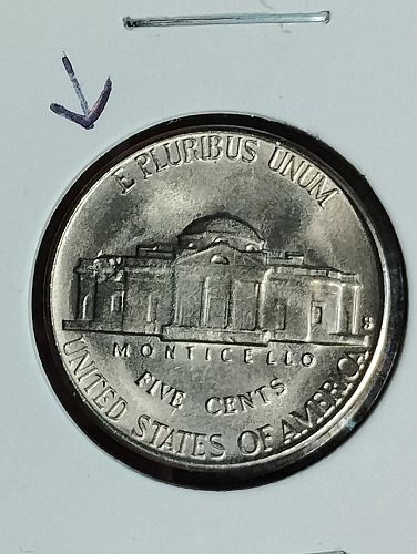 1948-S JEFFERSON NICKEL MS-65 STRUCK THROUGH  ON REVERSE