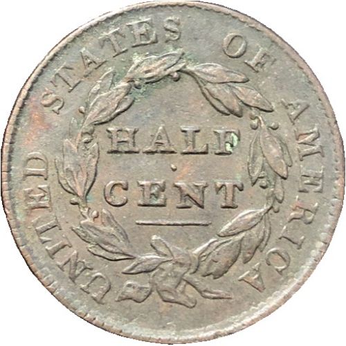 1828-P Classic Head Half Cent 13 stars - XF+ (Extra Fine) condition