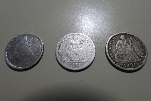 "Capped Bust~Seated Liberty~Barber Dimes"   ***8 Coin Mixed Group***