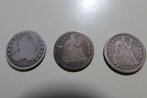 "Capped Bust~Seated Liberty~Barber Dimes"   ***8 Coin Mixed Group***