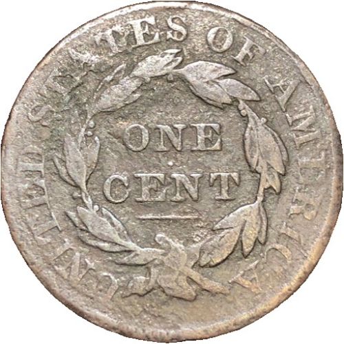1834-P Coronet Liberty Head Large Cent Large 8 - Large Stars - Med Letters - F (Fine)