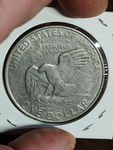 1971 EISENHOWER DOLLAR VERY FINE STRUCK THROUGH GREASE OBVERSE & REVERSE ERROR COIN