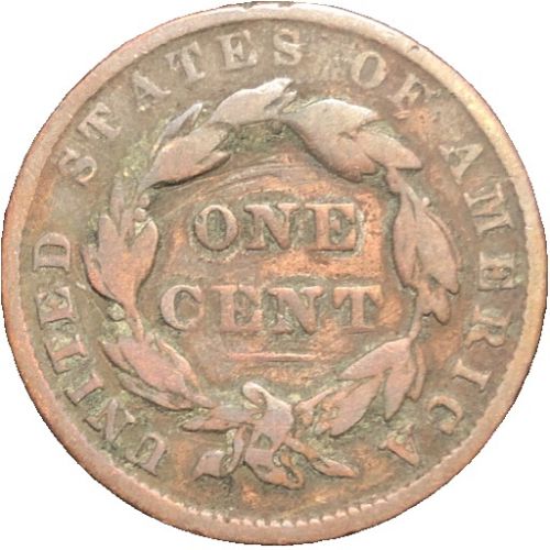 1837-P Coronet Liberty Head Large Cent: (Small Letters) - G (Good) condition