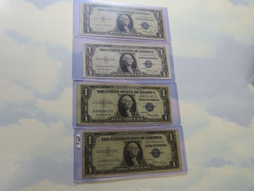 1935 E $1 SILVER CERTICATE NOTES (LOT OF 4 NOTES) - BLUE SEAL - LOT J668