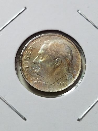 2015 P Roosevelt Dime Toned