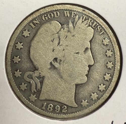 1892 Barber Half Dollar, Circulated. (12169)