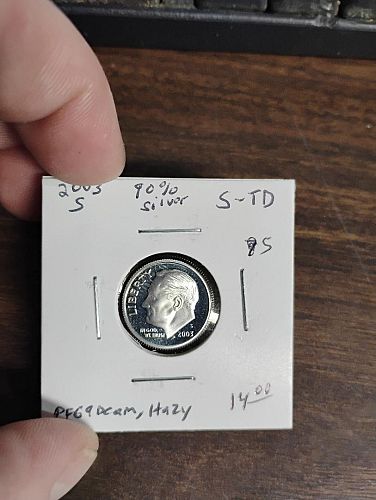 2003-S ROOSEVELT DIME PF69DCAM HAZY 90% SILVER LOT # 5