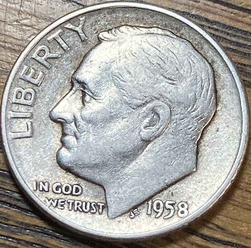 1958D Roosevelt dime in VERY FINE condition