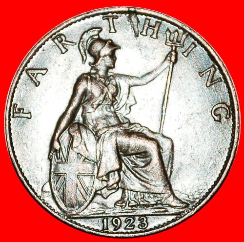 Ⰿ MISTRESS OF SEAS: GREAT BRITAIN ★ FARTHING 1923! GEORGE V (1911-1936)