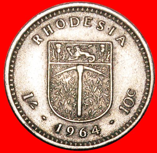 Ⰿ GREAT BRITAIN: RHODESIA ★ 1 SHILLING - 10 CENTS 1964! ELIZABETH II (1953-2022)
