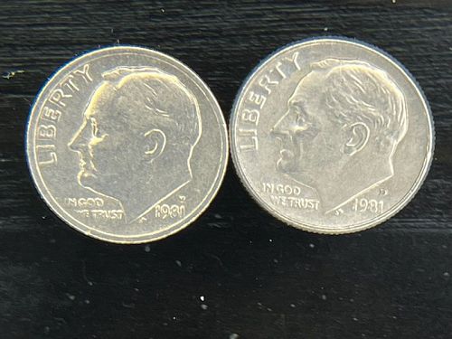 1981-P & 1981-D - Two Roosevelt Dimes