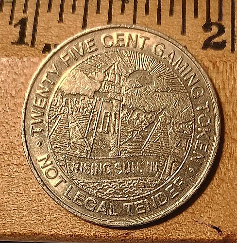 1996 25 Cent Gaming Token from the Grand Victoria Casino & Resort in Rising Sun, IN