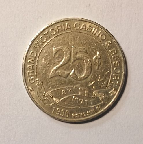 1996 25 Cent Gaming Token from the Grand Victoria Casino & Resort in Rising Sun, IN